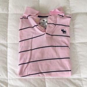 🌺Pink and Navy Blue Striped Abercrombie Polo🌺